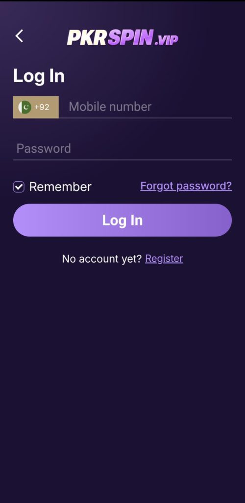 PKRSpin game Login